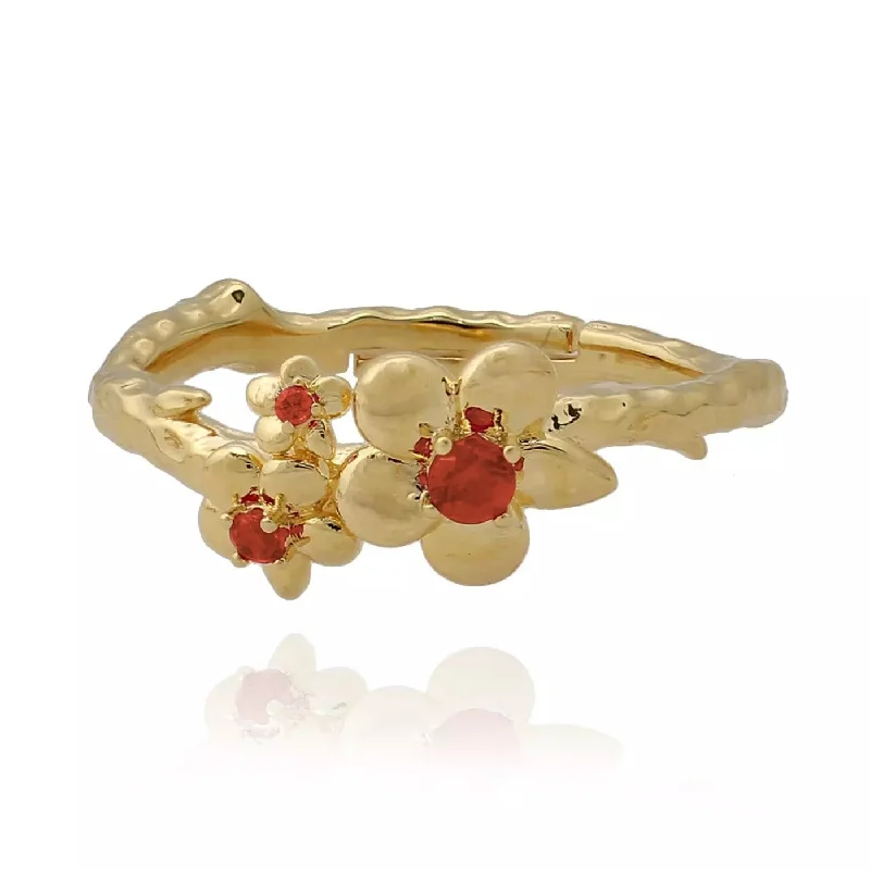 Rings For Festival Crowds-Gold Plated Flower Branch Ring