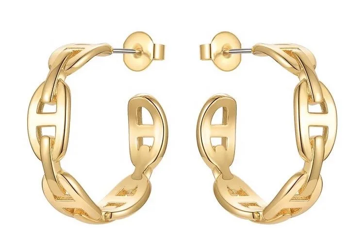 Earrings With Antique Gold-Rosie Link Hoops