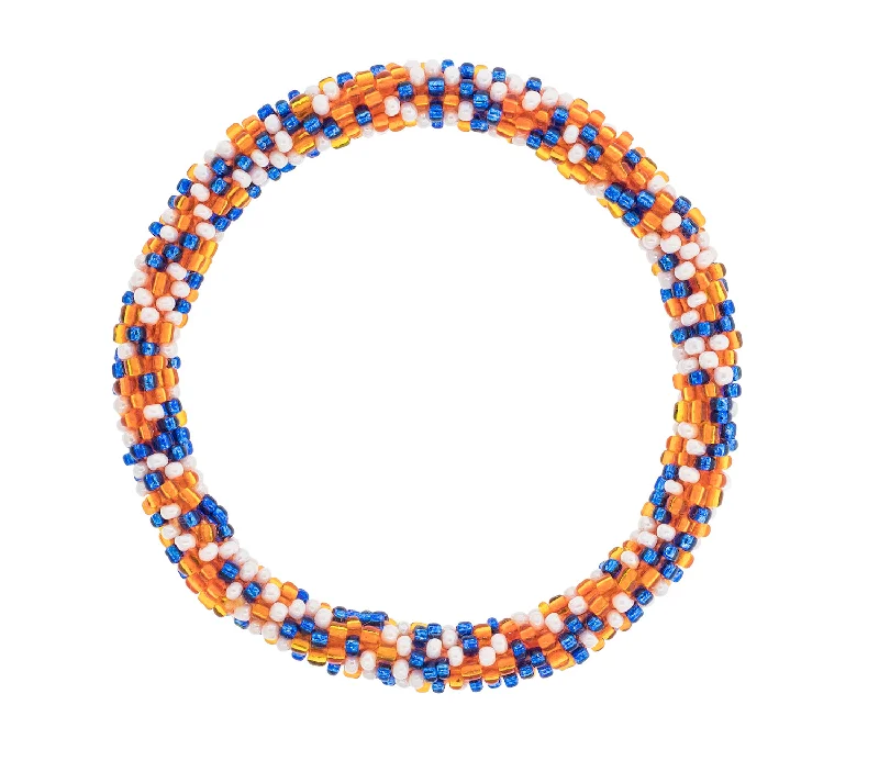 Bracelets For Bustling Crowds-Game Day Roll-On® Bracelet <br> Blue & Orange Speckled