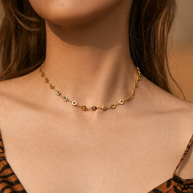 Necklaces For Thick Days-Ig Style Simple Style Solid Color Copper Plating Chain 18k Gold Plated Necklace