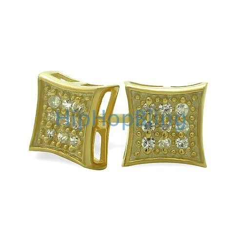 Earrings With Antique Gold-SM Kite Gold Vermeil CZ Micro Pave Earrings .925 Silver