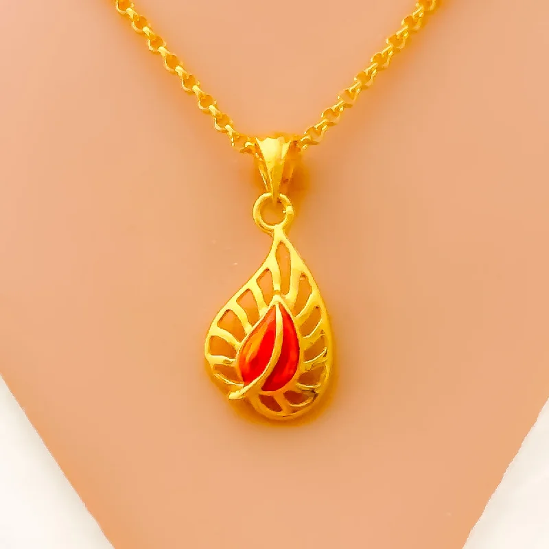 Necklaces For Rich Tones-Glossy Colorful 22k Gold Necklace