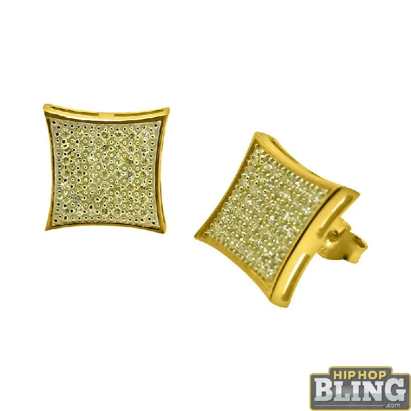 Max Beam Earrings-Canary CZ Gold XL Kite Hip Hop Earrings