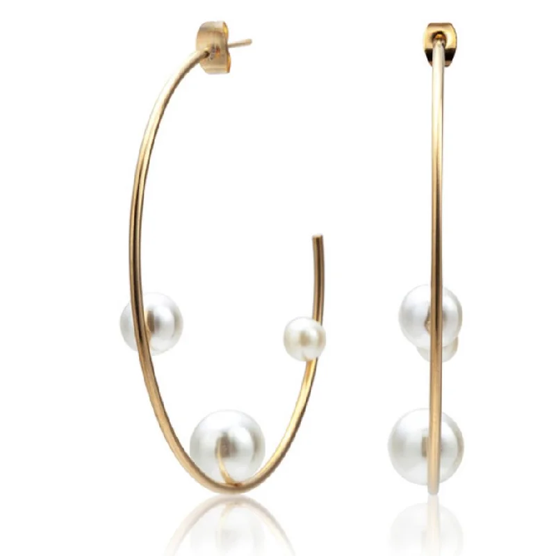 Earrings For Low Beam-Allie Pearl Hoop