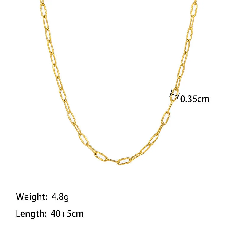 [Tsh329] Embossed Chain Necklace Gold