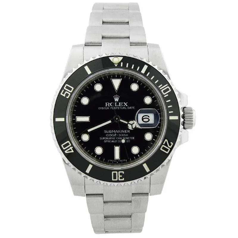 Watches With Steel Finish-Watches For Silver Lovers-Rolex Submariner 40mm Black Dial Watch Ref# 116610LN