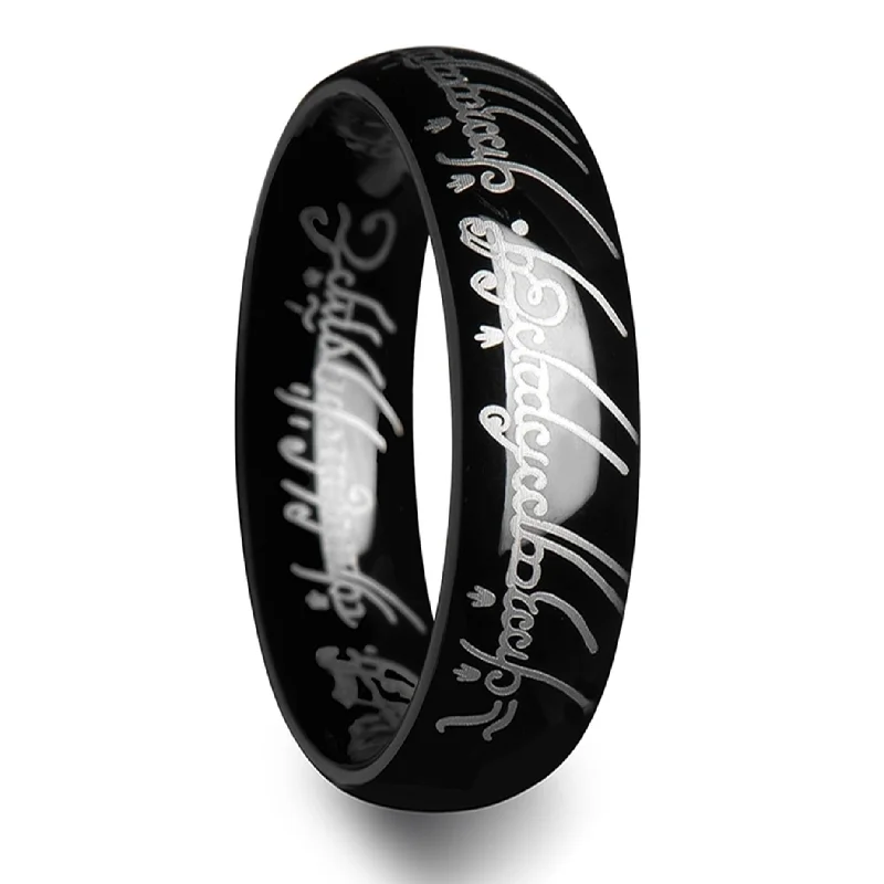 Rings Ensemble Charts-Lord of the Rings Black Tungsten Women's Wedding Band