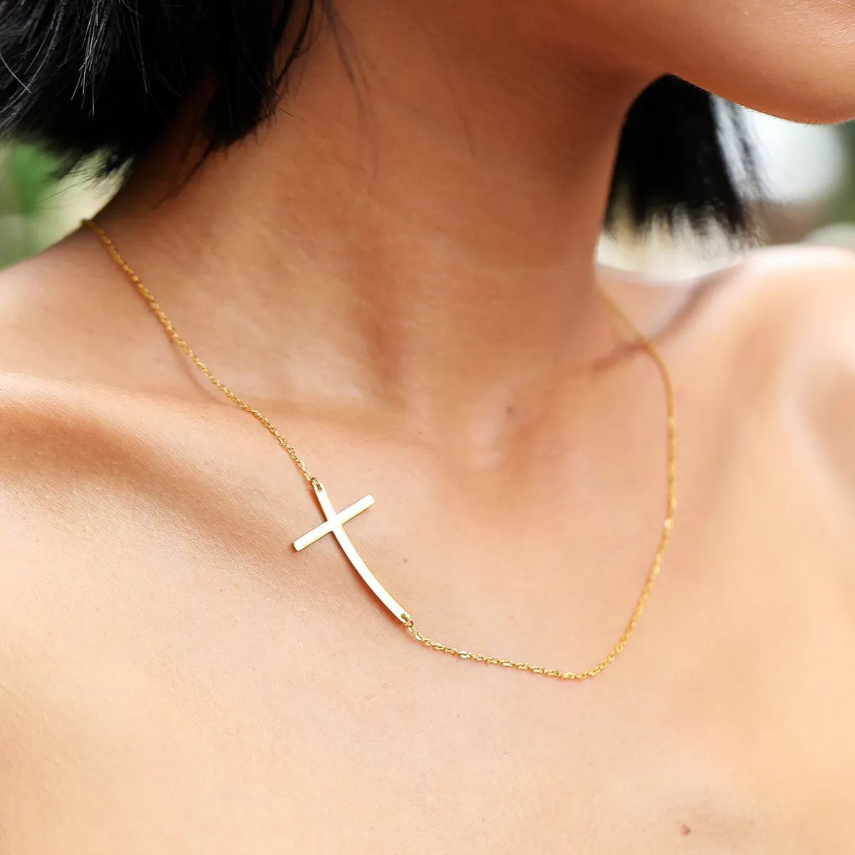 Necklaces For Low Pop-Casual Modern Style Simple Style Cross Stainless Steel 18k Gold Plated Necklace In Bulk