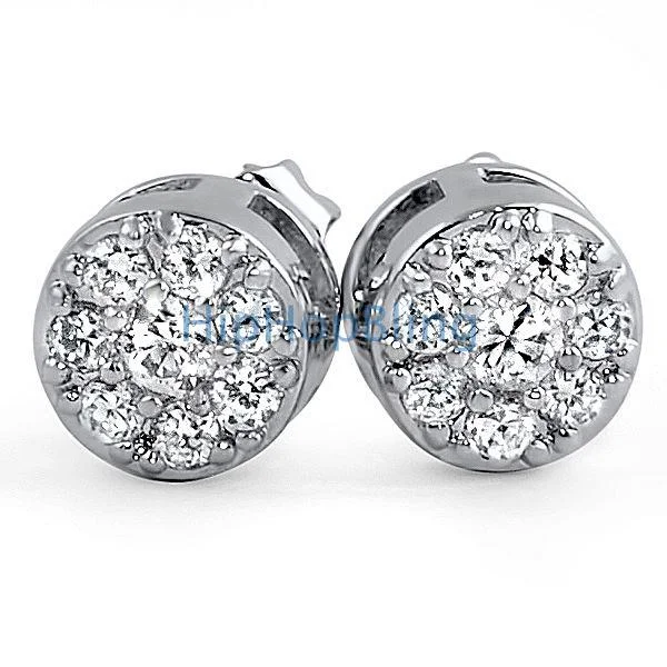 Super Neat Earrings-Rhodium Cluster Bling Bling CZ Earrings