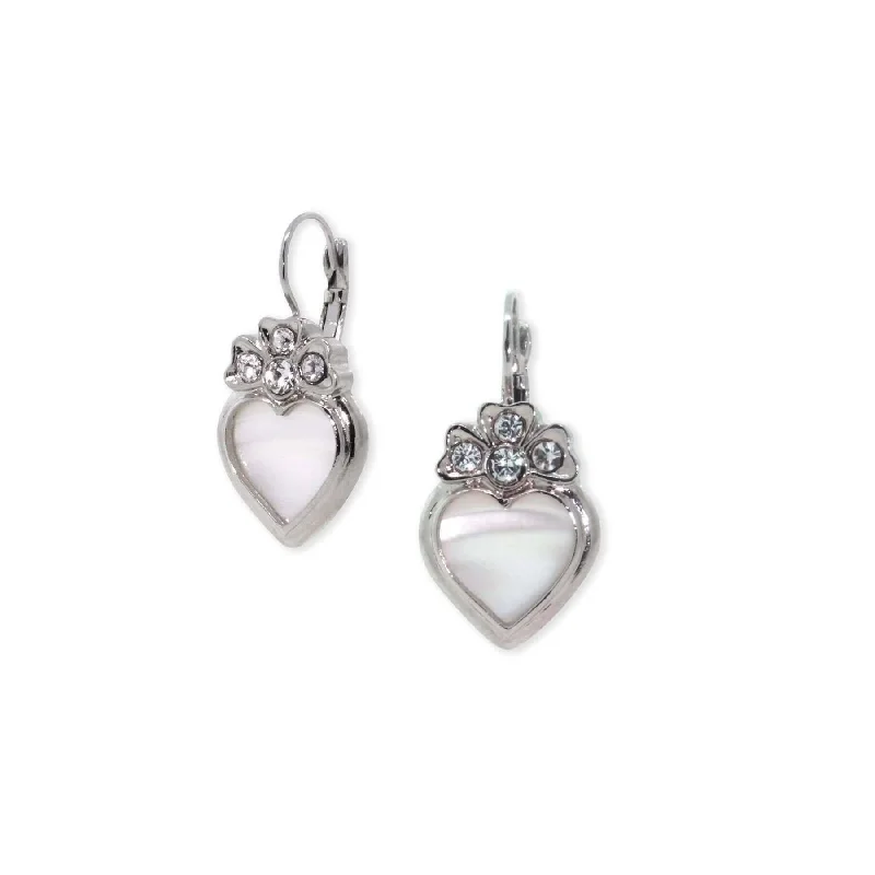 Earrings For Sharp Looks-1928 Jewelry Genuine Mother Of Pearl Heart Crystal Lever Back Earrings