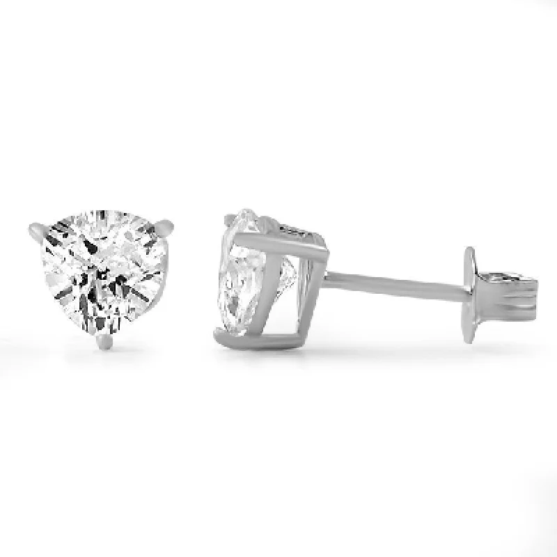 Earrings Stay Rating-Trillion Cut CZ Stud Earrings .925 Silver