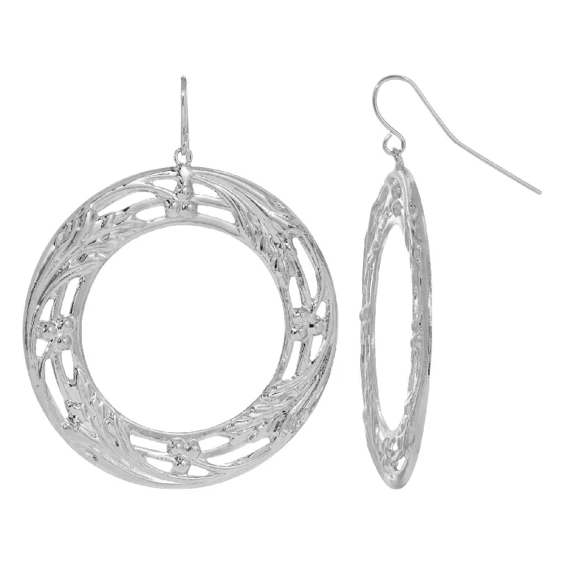 Best Firm Earrings-1928 Jewelry Polished Silver Vine Round Drop Earrings