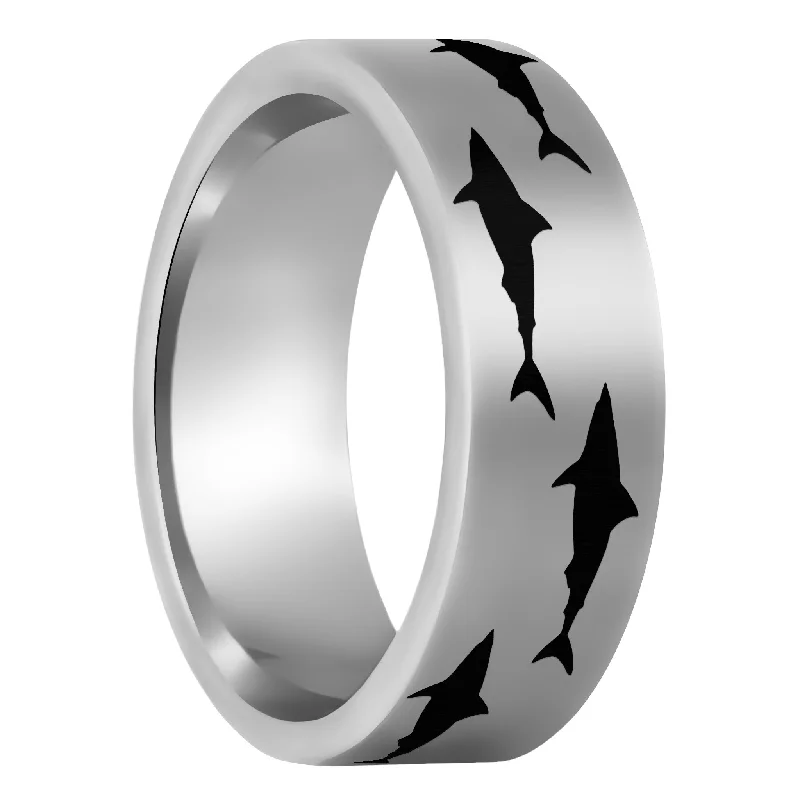 Rings For Rainy Shine-Shark Tungsten Men's Wedding Band