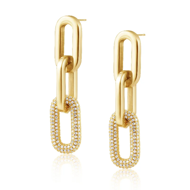 Value Earrings For Savvy-Jenna Pave Earrings - Gold