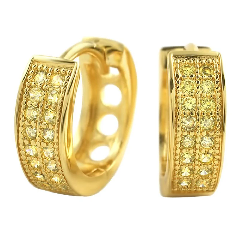 Earrings Glaze Guide-CZ Double Row Lemonade Hoop Micro Pave Earrings