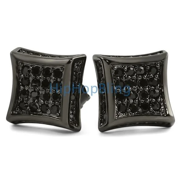 Earrings Hue Guide-3D Kite Black CZ Micro Pave Bling Earrings