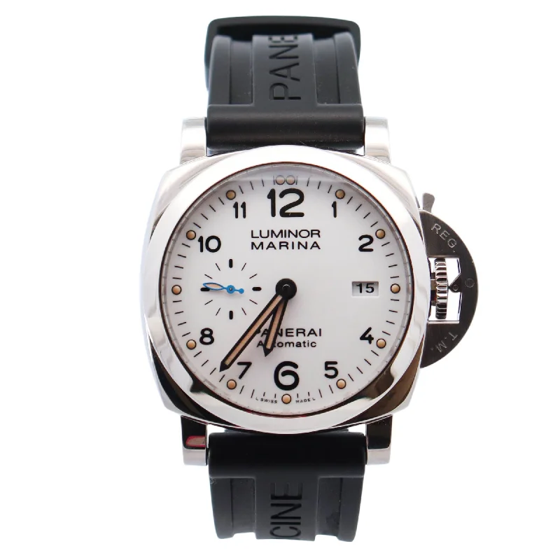 Trim Watches For Class-Thin Watches For Grace-Panerai Luminor 44mm White Dial Watch Ref# PAM01499