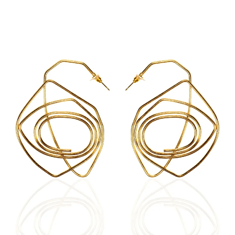 Earrings For Grand Occasions-Cici Spiral Hoops - Gold