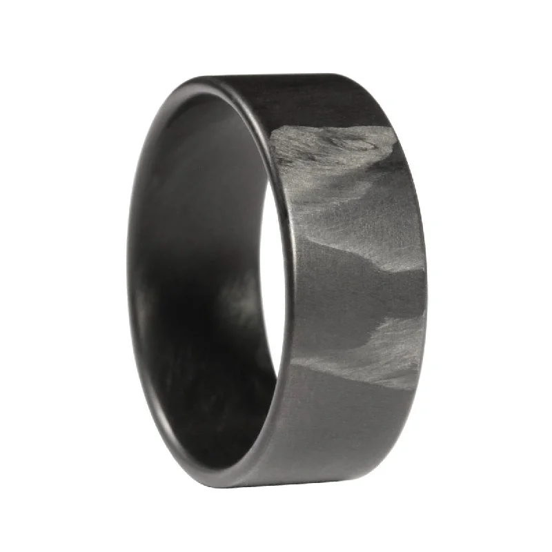 Rings Corrosion Defiance-Extra Thin Patterned Carbon Fiber Men's Wedding Band