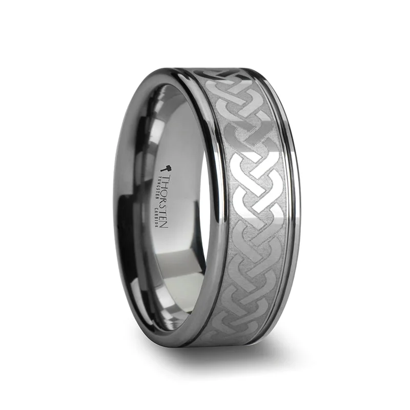 Rings Patina Care-Tungsten Men's Wedding Band with Celtic Knot Pattern