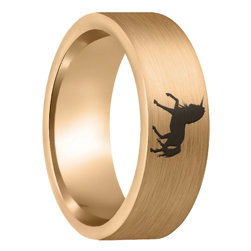 Mini Rings For Delicacy-Unicorn Brushed Rose Gold Tungsten Men's Wedding Band