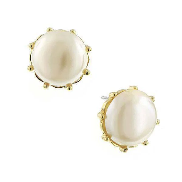 Earrings For 90s Throwback-1928 Jewelry Round Faux Pearl Button Earrings