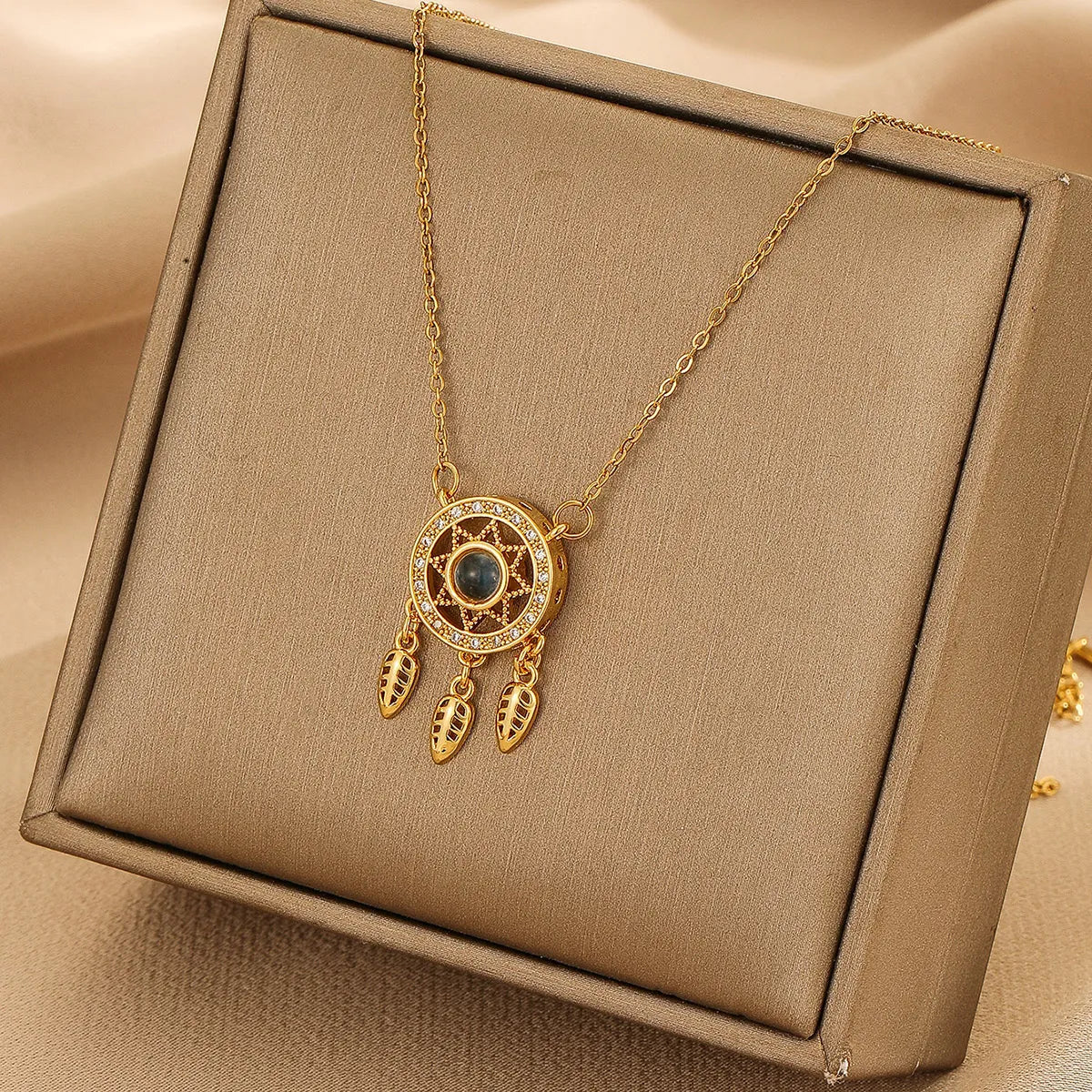 Necklaces For Arm Bands-Vintage Style Dreamcatcher Copper 18k Gold Plated Pendant Necklace