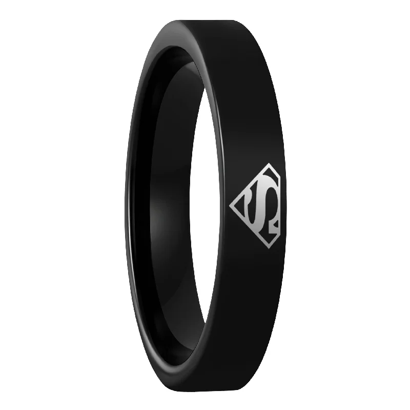 Rings Dimension Variety-Superman Black Tungsten Women's Wedding Band