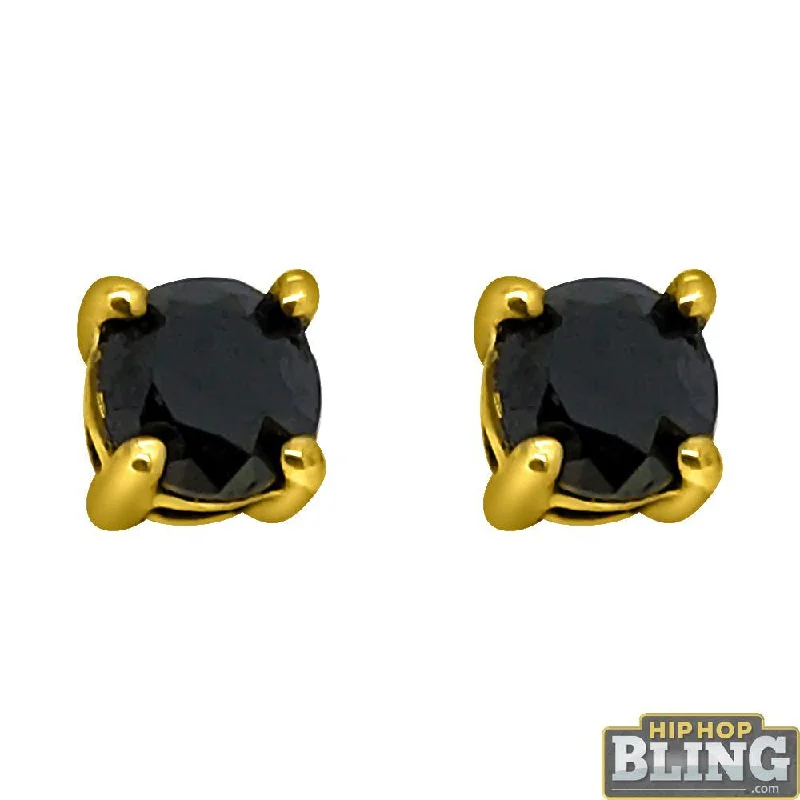 Earrings For Hot Looks-.75 Carat Black Diamond Stud Earrings Gold .925 Sterling Silver