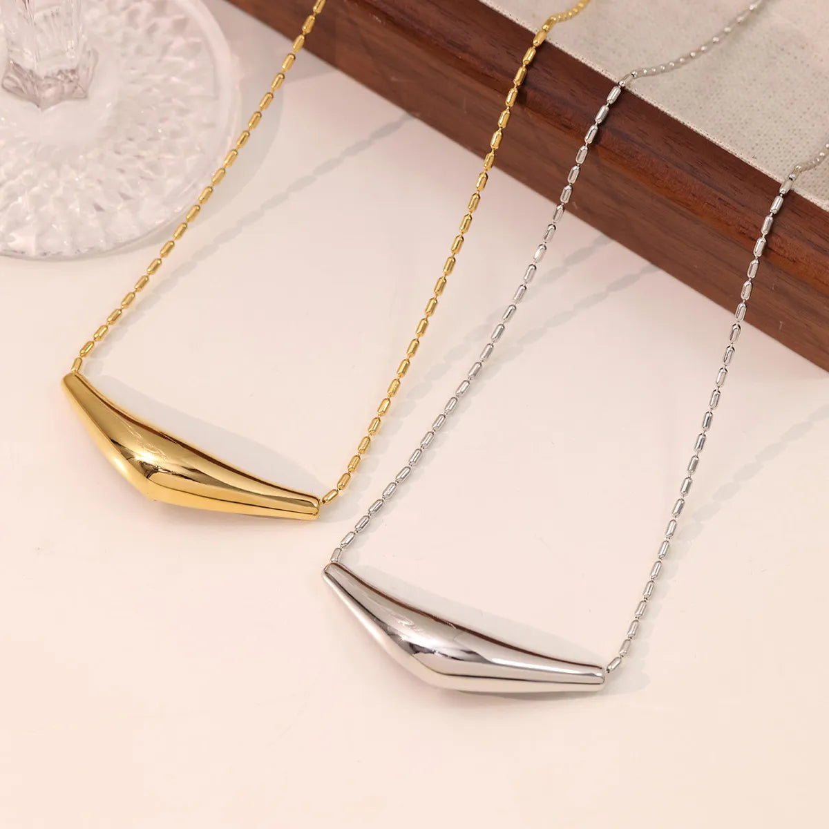 Necklaces For Clear Shine-Stainless Steel White Gold Plated Gold Plated Hip-Hop Vintage Style Solid Color Plating Pendant Necklace