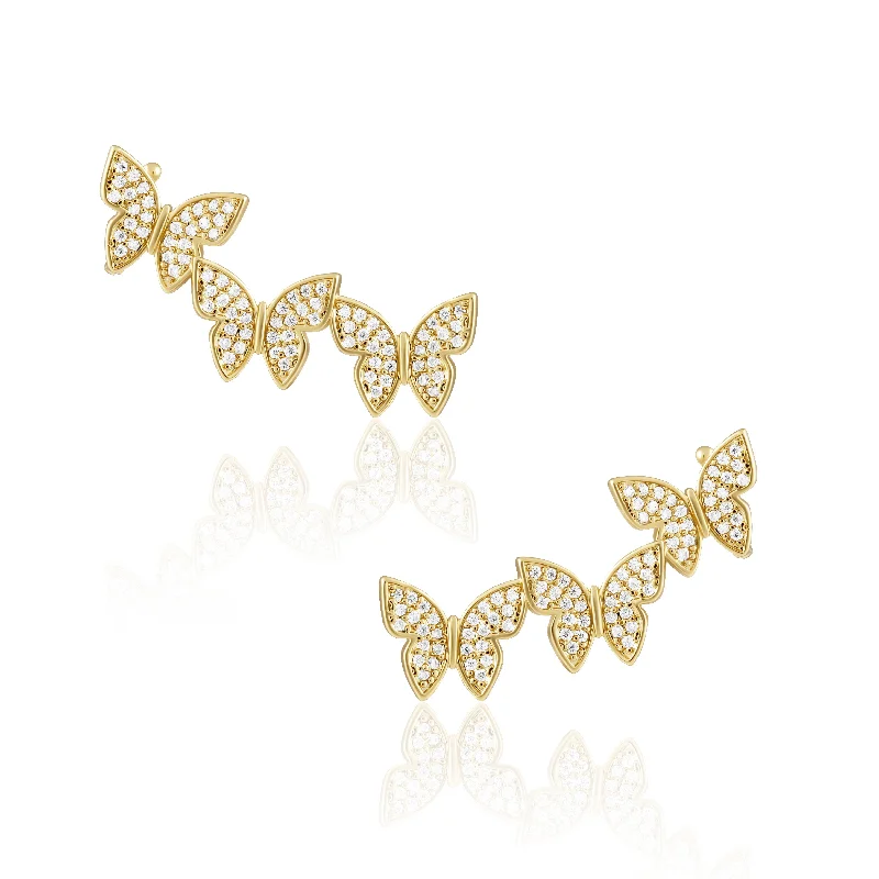 Earrings Flash Test-Pave Butterfly Ear Crawlers