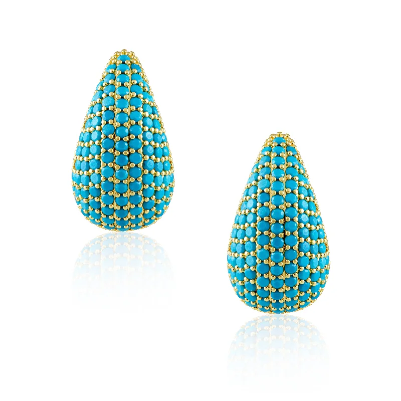 Earrings For Chrome Looks-Celine CZ Raindrop Earring Turquoise