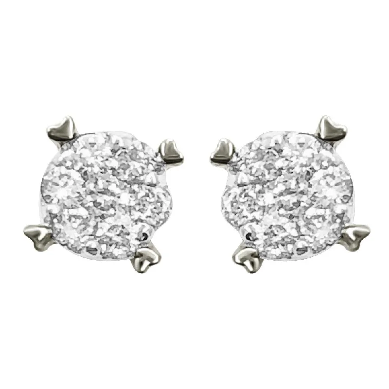 Best Hush Earrings-Mini Cluster Studs Diamond Earrings .14cttw 10K Gold