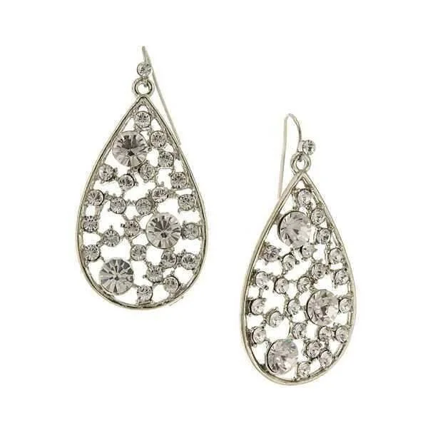 Earrings Fade Tips-2028 Jewelry Crystal Open Work Multi-Stone Teardrop Earrings