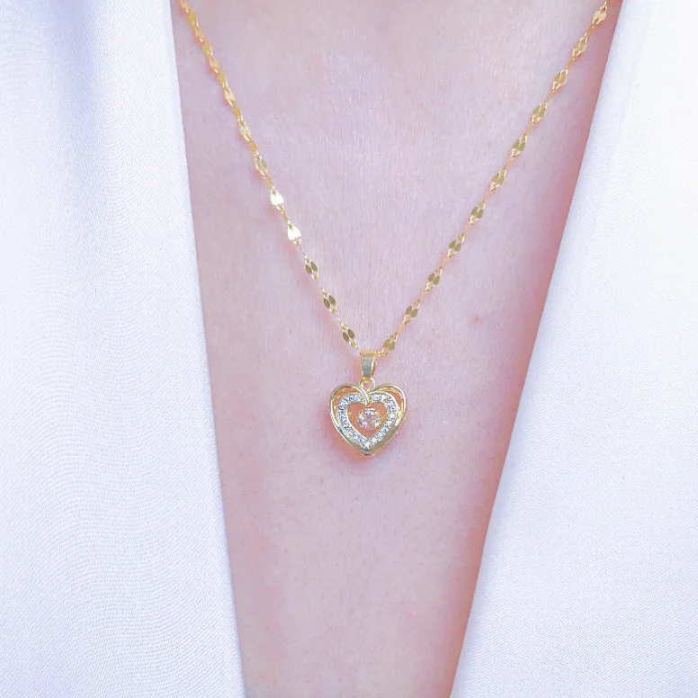 Gold-Smart Double Layers Loving Heart Necklace