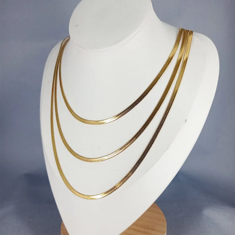 A [86186] Three Layers Blade Chain Gold