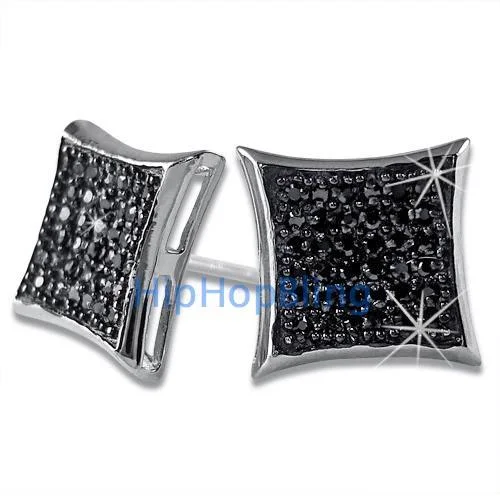 Earrings Fit Guide-Large Kite Black CZ Micro Pave Earrings .925 Silver