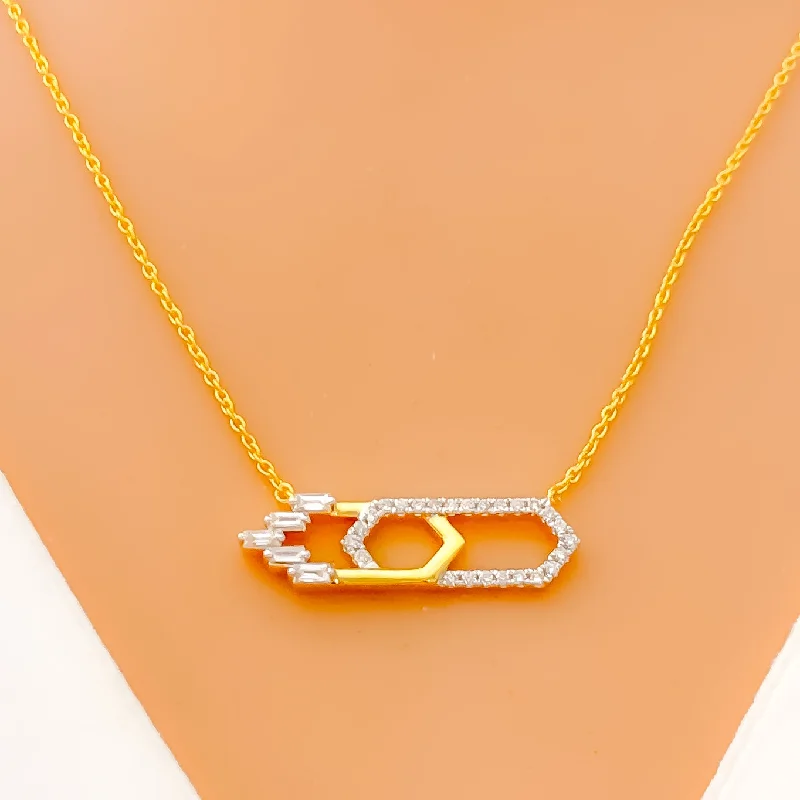 Necklaces Scale Options-Upscale Overlapping Diamond + 18k Gold Necklace Set