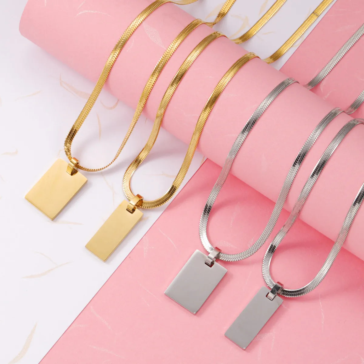 Necklaces For Full Collars-Streetwear Geometric Stainless Steel Plating Gold Plated Silver Plated Pendant Necklace