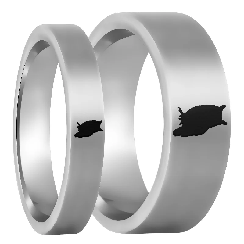 Rings For Eclectic Taste-Owl Tungsten Couple's Matching Wedding Band Set