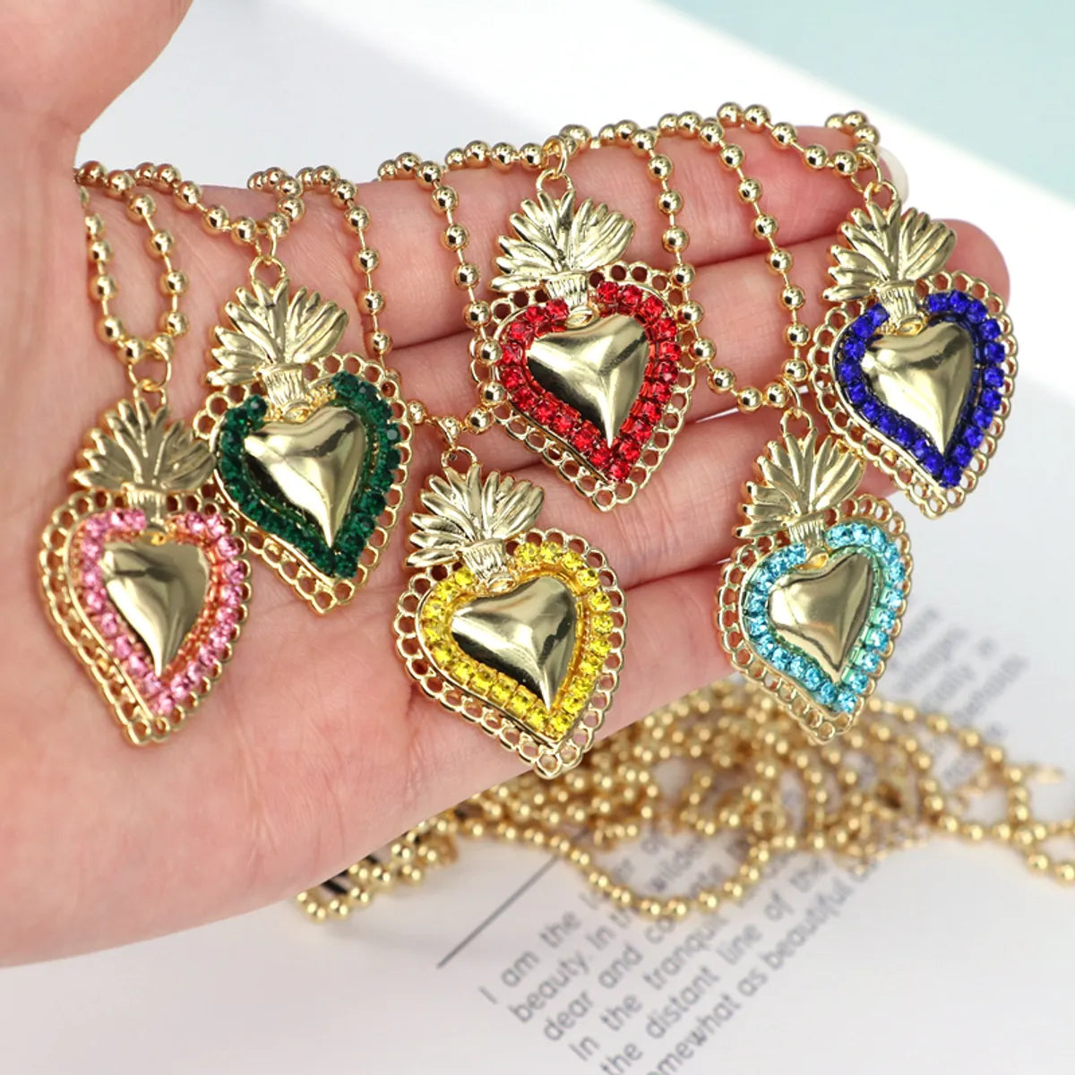 Bold Necklaces For Edge-Copper Plating Inlay Heart Shape Zircon Pendant Necklace