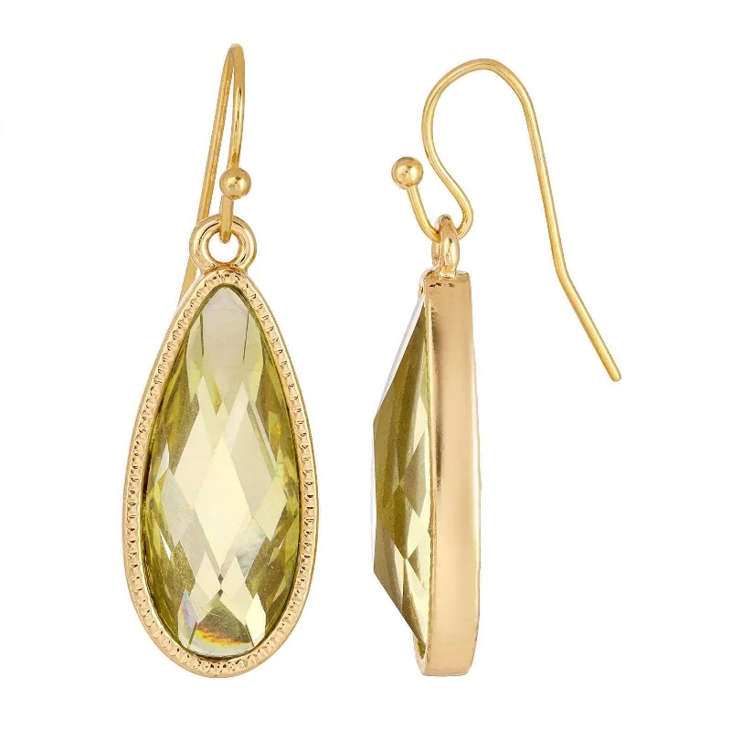 Earrings Hunt Guide-1928 Jewelry Light Topaz Stone Elongated Teardrop Earrings