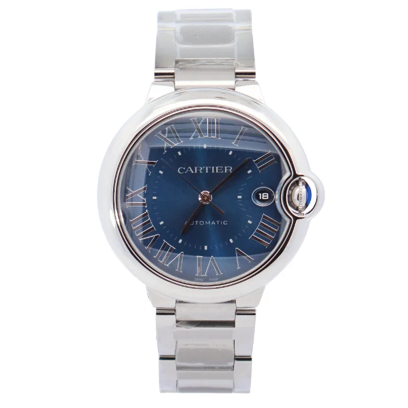 Watches With Firm Locks-Watches With Secure Clasps-Cartier Ballon Bleu Blue Dial Watch Ref# WSBB0061