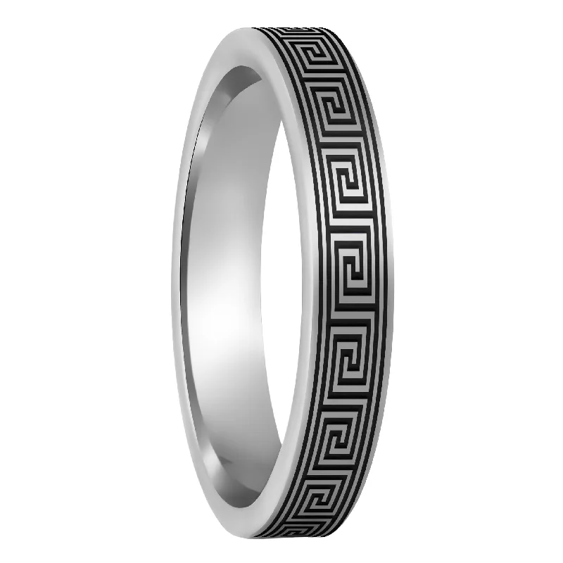 Exquisite Rings For Heirlooms-Greek Key Tungsten Women's Wedding Band