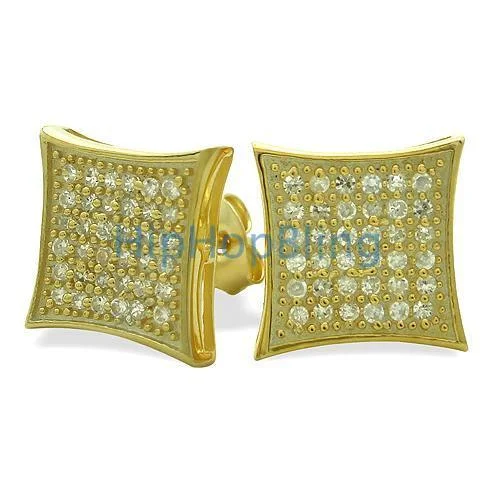 Best Low Earrings-Large Kite Gold Vermeil CZ Micro Pave Earrings .925 Silver