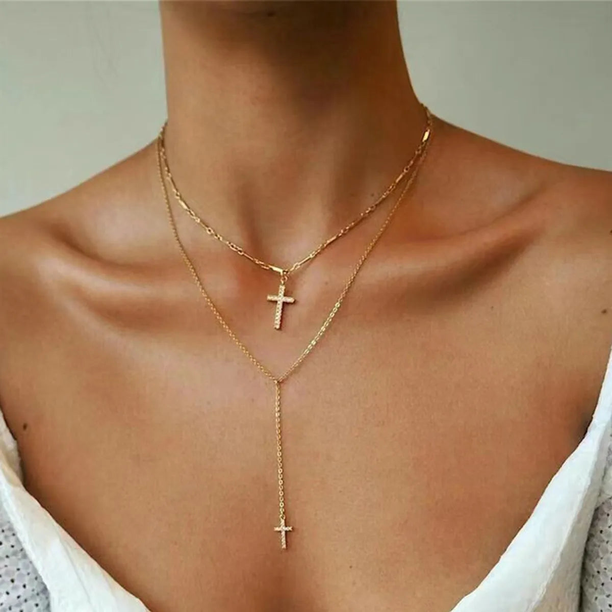 Necklaces With Wide Links-Streetwear Cross Alloy Women's Necklace