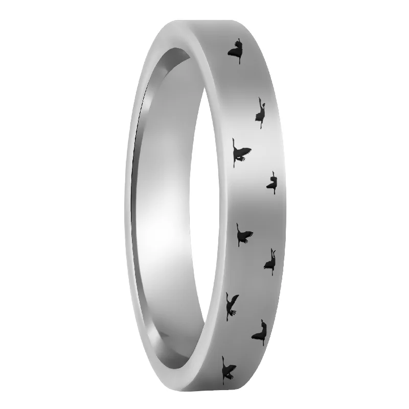 Rings With Twisted Accents-Bird Flock Tungsten Women's Wedding Band