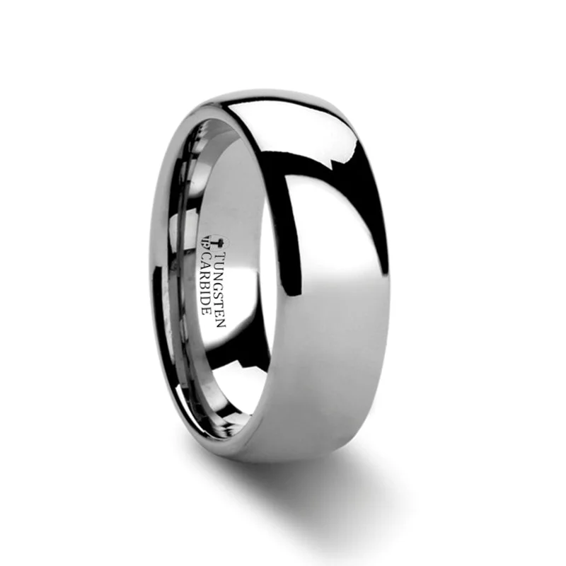 Rings For Snowy Gleam-Tungsten Men's Domed Wedding Band