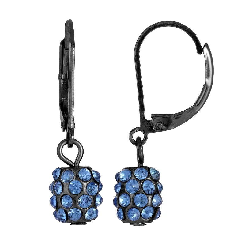 Earrings Glaze Tips-1928 Jewelry Jet Black Light Sapphire Crystal Fireball Drop Earrings