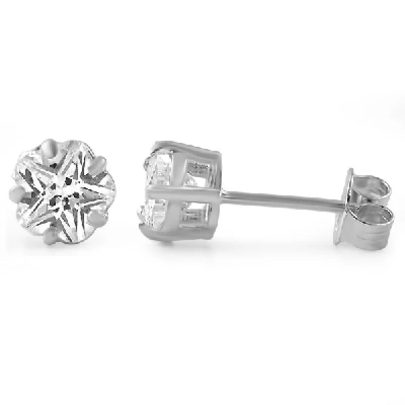 Earrings Pair Tutorial-Flower Cut CZ Stud Earrings  .925 Silver